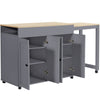Extendable Bar Table 118-180cm, Kitchen Trolley Cart w/ 4 Doors, Shelves, Grey