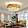 Gold Crystal Chandelier Modern Flush Mount Ceiling Light Fixture Luxury Lighting