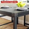 3 Pcs Wooden Kitchen Dining Living Room Table Metal Frame with 2 Benches Set