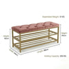 2-Tier Velvet Top Bamboo Gold Metal Shoe Rack Stand Shoe Storage Shelf Hallway