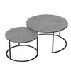 Set 2 Nesting Coffee Tables Round Side Tables with Metal Frame Solid Marble Top