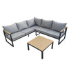 5-Seater Garden Furniture Set L-Shaped Corner Sofa With Square Coffee Table Grey