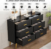 6 Drawer Dresser Modern Wooden Dresser with Gold Handle Chest of Drawers Storage