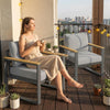 2PCS Aluminum Patio Furniture Armchair Outdoor Chair with Cushions Deck Backyard