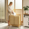 Bamboo Laundry Basket with Lid, 2 Baskets, Foldable, Natural and Cream White