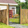 Galvanised Steel Garden Fence Gate Door with Lock Handle for Entrance Way, Black