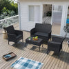 4 Seater Rattan Garden Furniture Set Patio Sofa Table Chairs Glass Outdoor