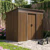 4x8FT Garden Shed Metal Pent Roof Outdoor Storage House With Free Foundation Kit