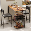 3 PCS Dining Table Set 2 Upholstered Chairs with Storage Shelves for Space
