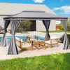 296x397cm Double Roof Patio Canopy Large Outdoor Gazebo Gray