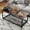 2-Tier Coffee Table End Table Living Room Center Table with Mesh Storage Shelf