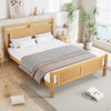 Wooden Bed Frame 4ft6 Double Bed Pine Wood with Rattan Headboard & Footboard
