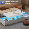 High Gloss LED Coffee Table With Storage 2 Drawers Modern Living Room Furniture