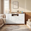 TV Stand with LED Light for 32-50" TVs, Media Console Table w/ 8 Drawers Bedroom