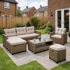 Garden Furniture Set London Rattan Corner Sofa Table Chairs Beige UK Stock