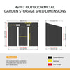 Metal Garden Shed 8 X 4ft Outdoor Yard Storage Tool House WITH FREE BASE & VENT