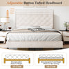 4ft6 Double Bed Frame Upholstered Platform Bed Frame with Adjustable Headboard