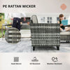 5 PCs Rattan Garden Furniture Set with Fire Pit Table Loveseat Sofa Grey