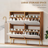 Shoe Storage Cabinet with 4 Flip Drawers for 8-16 Pairs, Natural