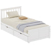 3ft Single Bed Frame with Drawers Solid Pine Wood Storage Bed for Bedroom White