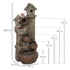 2-in-1 Waterfall Fountain with Birdhouse, Garden Water Feature with LED Lights