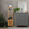 140cm Tall Bathroom Cabinet Freestanding Storage Unit w/ 3 Shelves Slim Cupboard