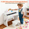 ♬Mustar 37 Keys Kids Keyboard Piano Wooden Educational Toy Stool DIY Sticker
