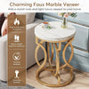 Modern Round End Table with Thick Faux Marble Top, Side Table Cocktail Table