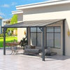 Aluminium Lean-To Gazebo, Wall-Mounted Hardtop Roof Pergola for Garden & Patio