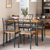 Dining Table and Chair Set,Kitchen Table Set for 4,Rustic Brown Wood&Metal Frame