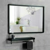 Bathroom Metal Frame Mirror Wall Mounted Mirror with Cosmetics Towel Shelf Rack