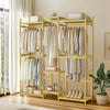 Thicken Bamboo Clothes Rail Garment Rack Cloakroom Open Wardrobe Walk-in Closet