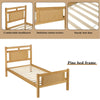 3ft Single Bed Frame 90x190cm with Rattan Headboard and Sturdy Slats, Natural