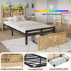 3ft Single Wooden Bed Frame with Storage Headboard, LED Light & Rattan Drawer