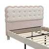Double Upholstered Bed 4ft6 135x190cm with Velvet Headboard & Study Slats, Beige