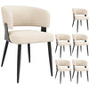 Dining Chairs Set of 6 Armchair for Living Room Metal Legs Kitchen Chairs, Beige