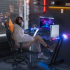 Gaming Desk with LED Light, Ergonomic Computer Desk with Headphone Hook, Black