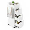 Slim Bathroom Floor Cabinet Storage Unit Tower with 3 Drawer & 4 Compartments