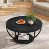 32‘’ Round Coffee Table 2-Tier Circle Wood Accent Center Table for Living Room