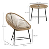 2 Seater Rattan Bistro Set Chairs Coffee Table Outdoor Patio Garden Furniture