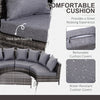 Garden Rattan Furniture 4 Seaters Half-round Patio Outdoor Sofa & Table - Grey