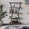 Industrial Bookcase Bookshelf 5 Tiers Wooden Storage Shelf Metal Frame Stand