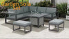6pcs Outdoor Furniture Set, Garden Corner Sofa with Fire Pit Table, Aluminium