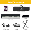 ♬Mustar 88 Key Semi Weighted Digital Piano Portable Keyboard Stool Chair