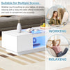 LED Coffee Table With Storage 2 Drawers Living Room Furniture High Gloss White