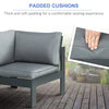 Sofa Set Aluminium Outdoor 6 Piece Garden Furniture with Fire Pit Table Grey