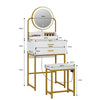 Modern Dressing Table Set with LED Light Mirror Stool Drawers Shelves Bedroom
