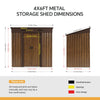 Garden Shed Pent Roof 4X6FT Metal Free Foundation Base Tools Bike Storage House