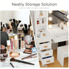 White Dressing Table with LED Lights Mirror Stool Drawers Vanity Makeup Desk Set