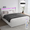 NEW STORAGE UPHOLSTERED BED FRAME 4FT6 DOUBLE WITH USB PORT & LED LIGHT,4 Cqiyme
